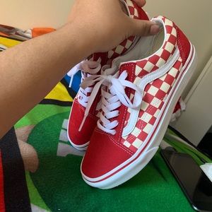 Red and white checker Vans